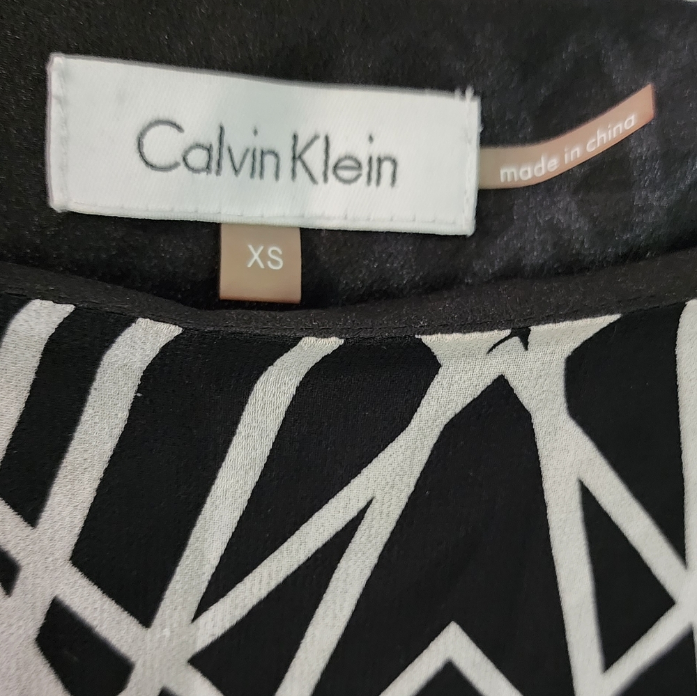 Calvin Klein Black and Gray Tunic Blouse Women's XS Oversize - Picture 4 of 5